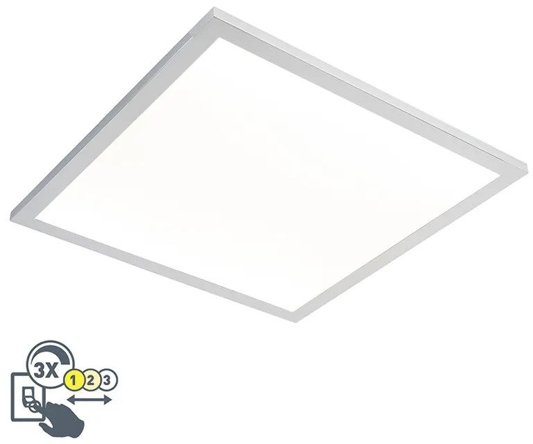 Štvorcové stropné svietidlo chróm 45 cm vrátane LED IP44 - ploché