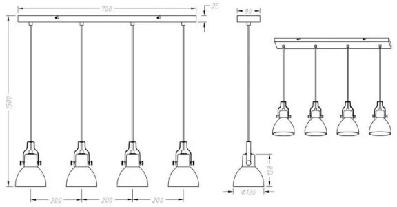 Trio - Luster na lanku GINELLI 4xE14/28W/230V