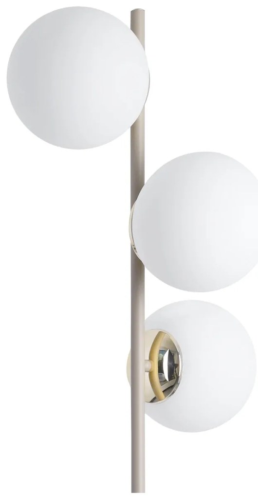 Stojacia lampa Florence, 3x biele sklenené tienidlo, g/be