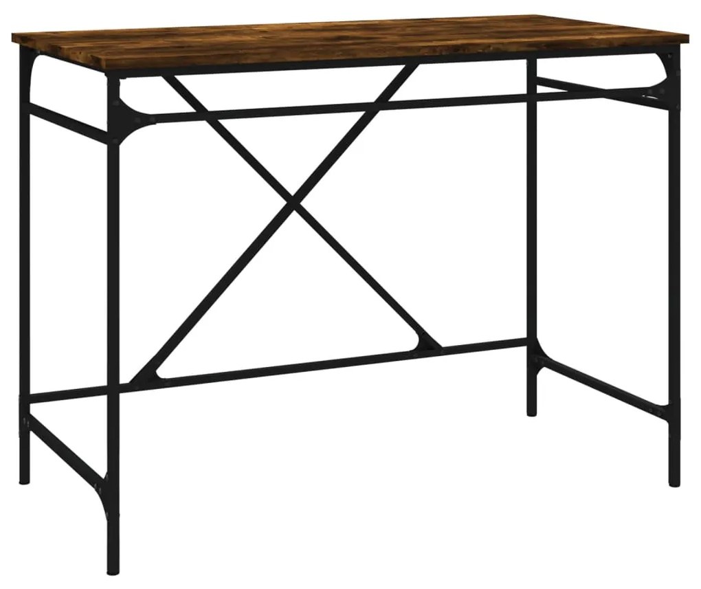 vidaXL Stôl dymový dub 100x50x75 cm spracované drevo a železo