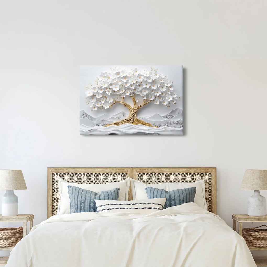 Obraz – 3D elegantný strom života plný kvetov (90x60 cm)