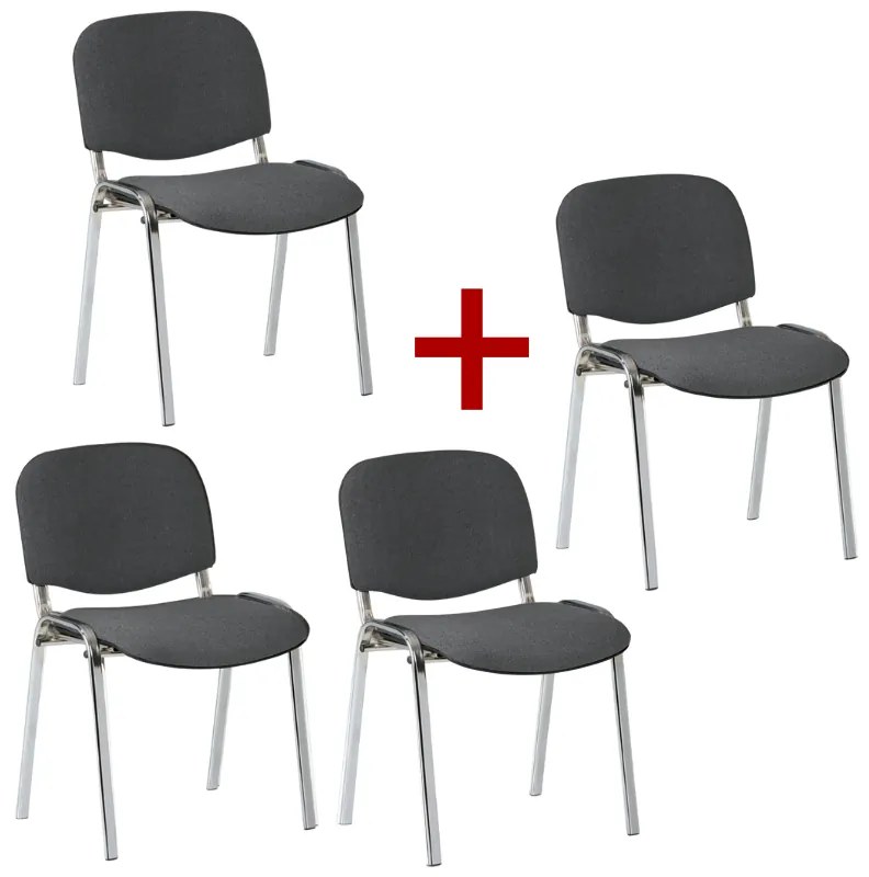 Konferenčná stolička VIVA chróm 3+1 ZADARMO, sivá