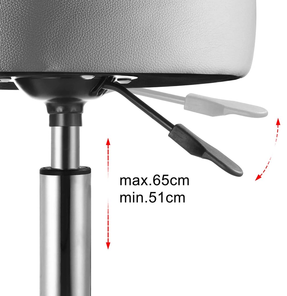 Casaria Taburetka na kolieskach OXANA s opierkou na nohy, Ø35cm šedá