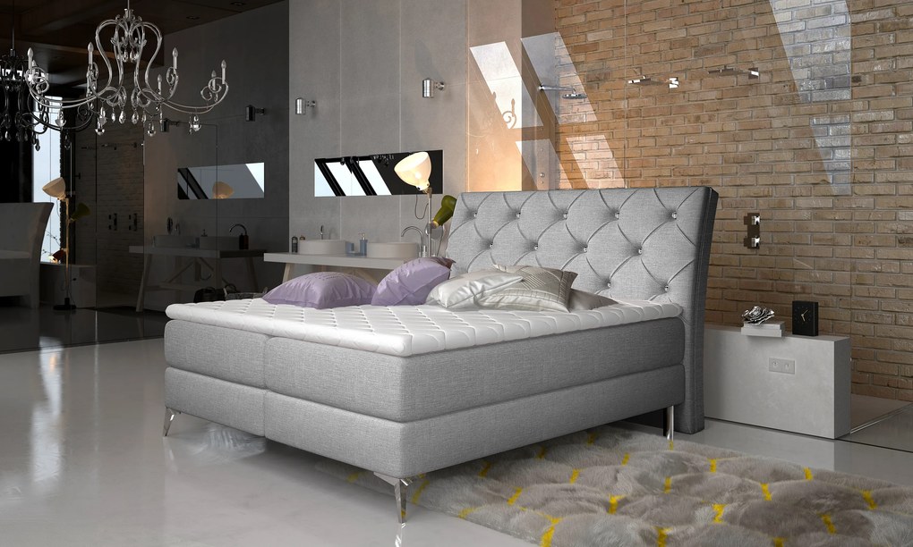 Štýlová box spring posteľ Merkur 180x200, šedá