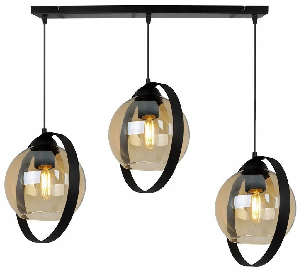 Závesné svietidlo Haga Ring, 3x medové sklenené tienidlo (výber z 3 farieb uchytenia)