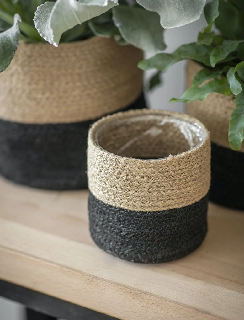 Garden Trading Jutový obal na kvety Black Nature – set 3 ks