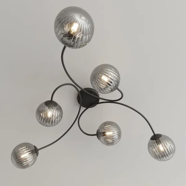 Prisadený luster VIBRA 6xE14/10W/230V čierna/šedá