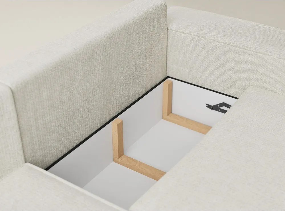 Krémovobiela ženilková rozkladacia/s úložným priestorom rohová pohovka (ľavý roh/do L) Tonga – Maison de Rêve