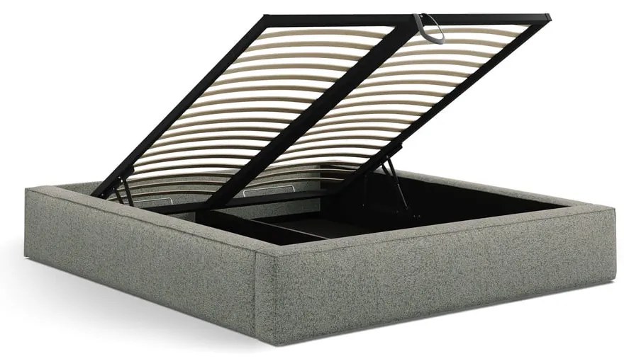 Zelená čalúnená dvojlôžková posteľ s úložným priestorom s roštom 200x200 cm Simon – Micadoni