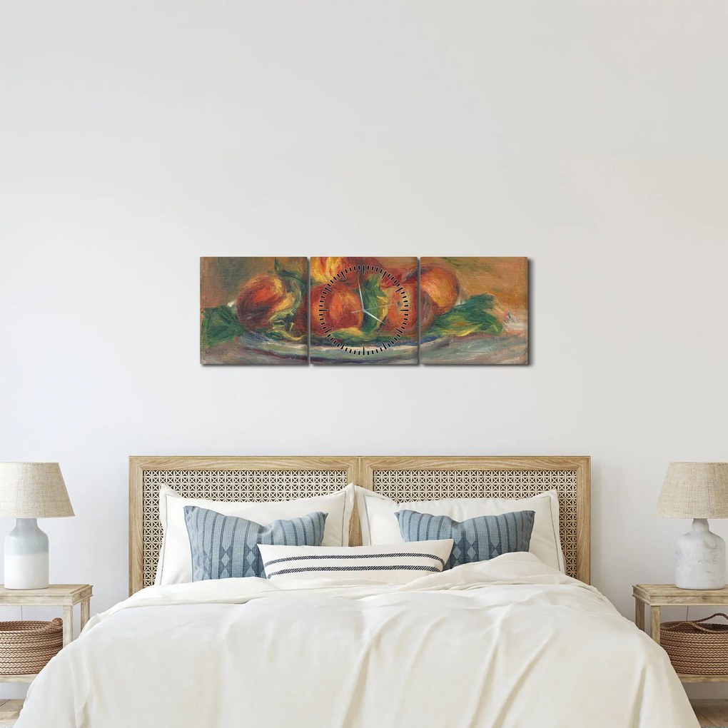 Obraz - Auguste Renoir, Peaches on a  Plate, reprodukcia (s hodinami) (90x30 cm)