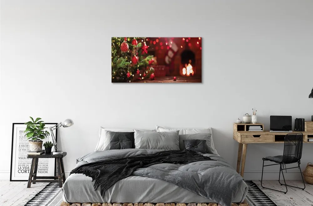 Obraz na plátne Ozdoby vianočný strom darčeky 140x70 cm