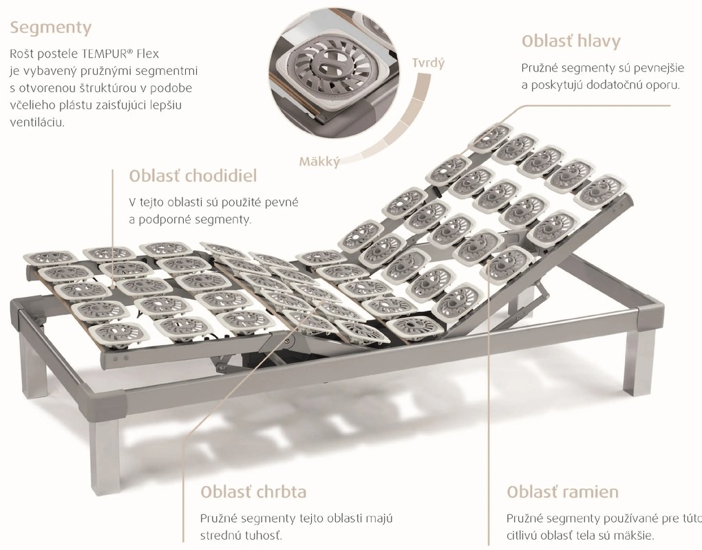 TEMPUR Premium Flex 2000 (motorový segmentový rošt) Rozmer: 200x100