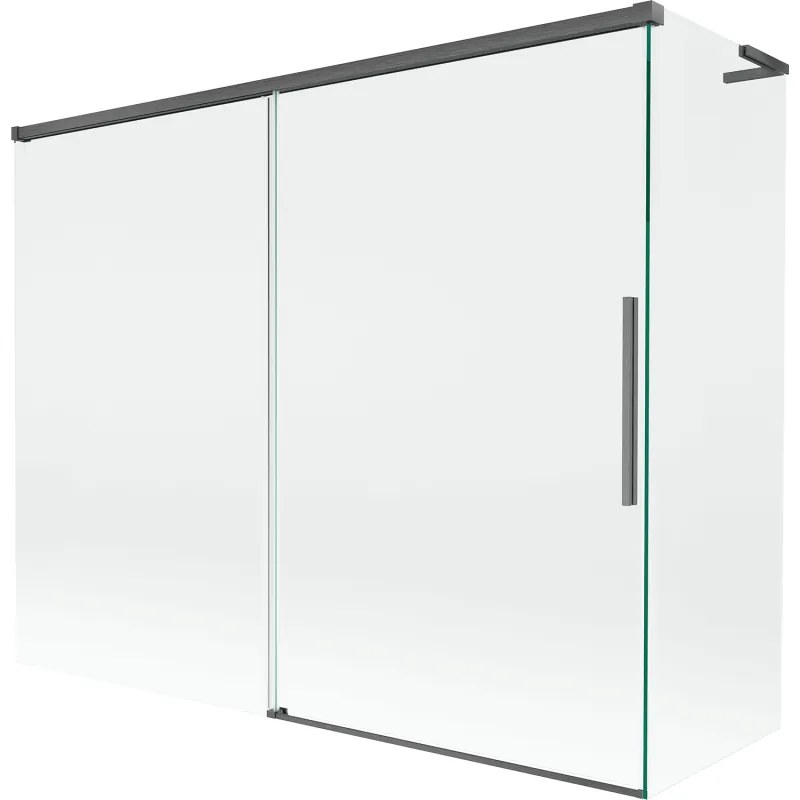 Mexen Rox, L 2-krídlová posuvná vaňová zástena 190 + 90 x 150 cm, 8mm číre sklo, brúsený grafit profil, 8C9L-190-090-66-00