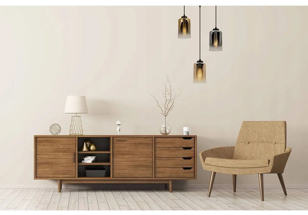 Závesné svietidlo Hella1, 3x sklenené tienidlo (mix 3 farieb), o