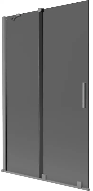 Mexen Velar, 2-krídlová posuvná vaňová zástena 110 x 150 cm, 8mm šedé sklo, brúsený grafit, 896-110-000-41-95
