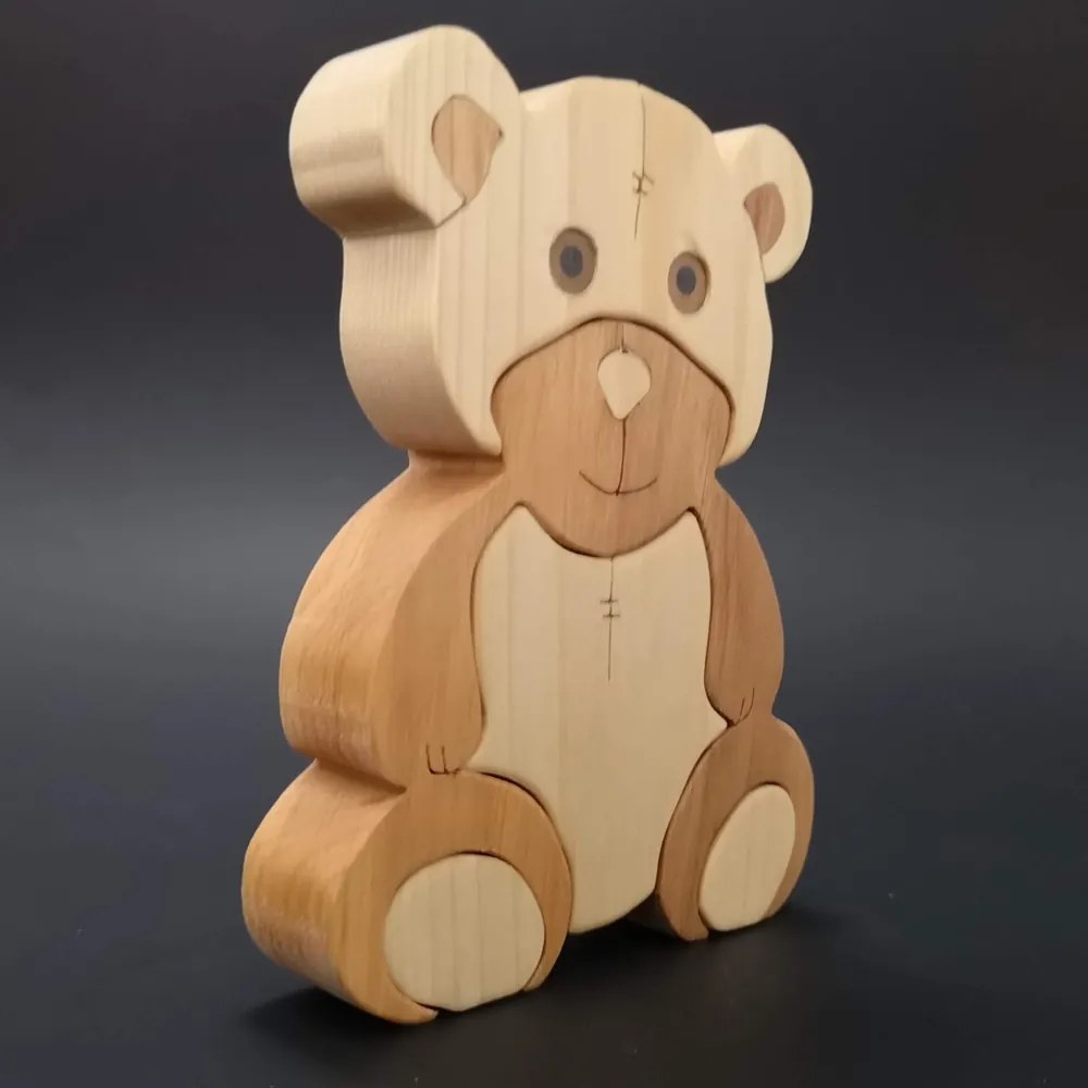 AMADEA Drevené puzzle medveď 15 cm