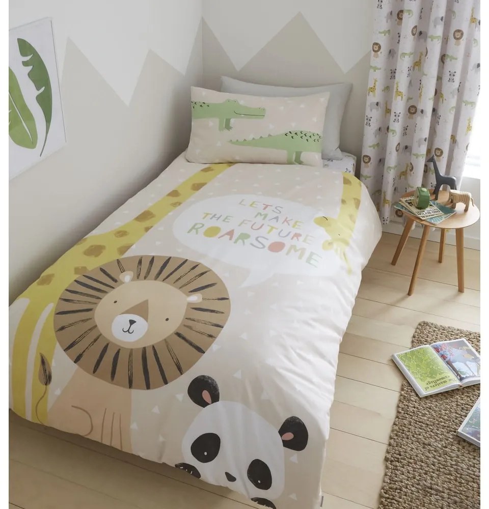 Svetlohnedé detské obliečky na jednolôžko 135x200 cm Roarsome Animals – Catherine Lansfield