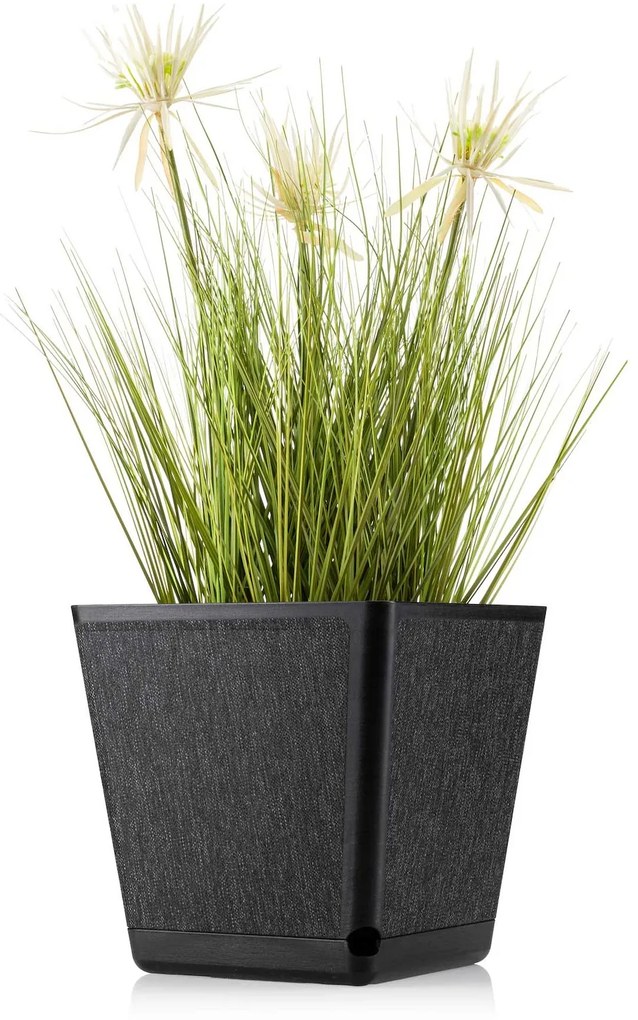 PLASTOVÝ KVETINÁČ PILEA TX 24X24 CM ČIERNA