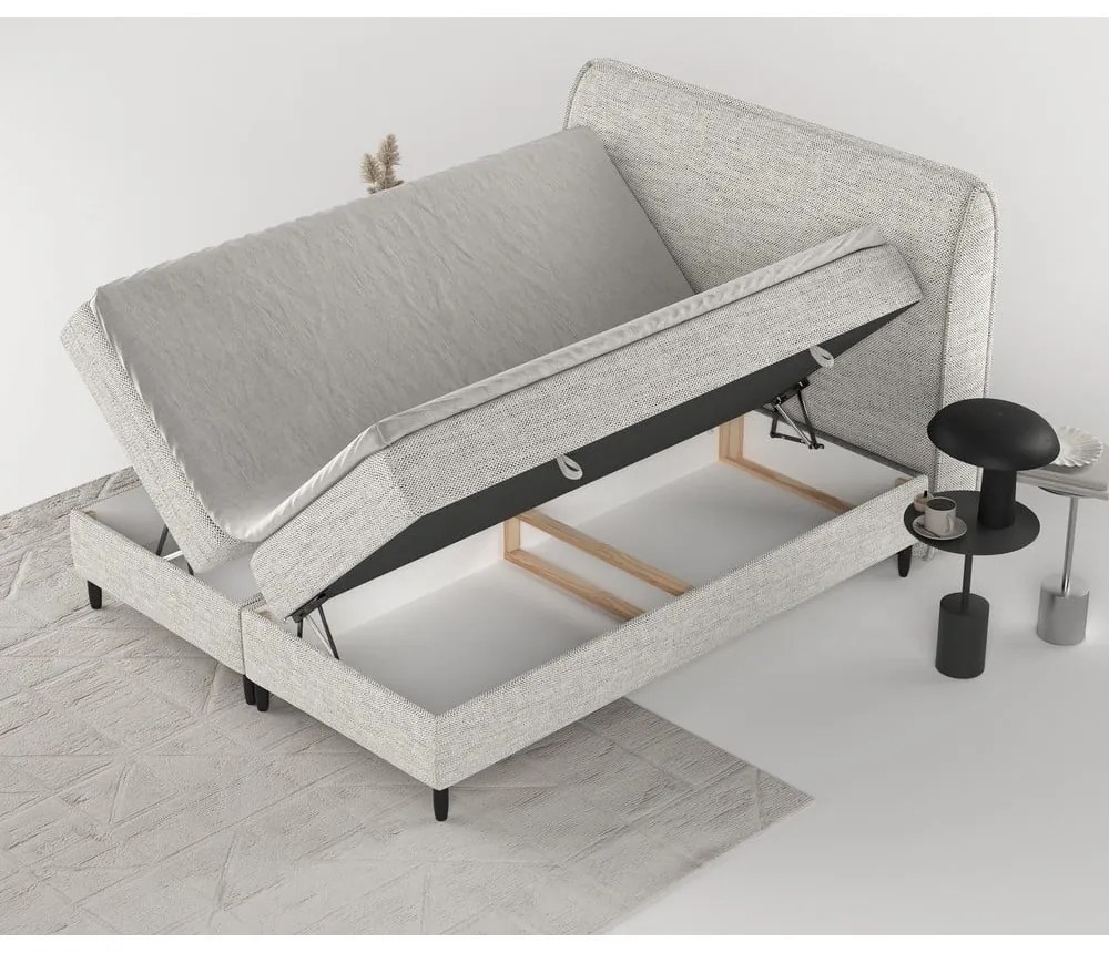 Svetlosivá boxspring posteľ s úložným priestorom 200x200 cm Melba – Maison de Rêve