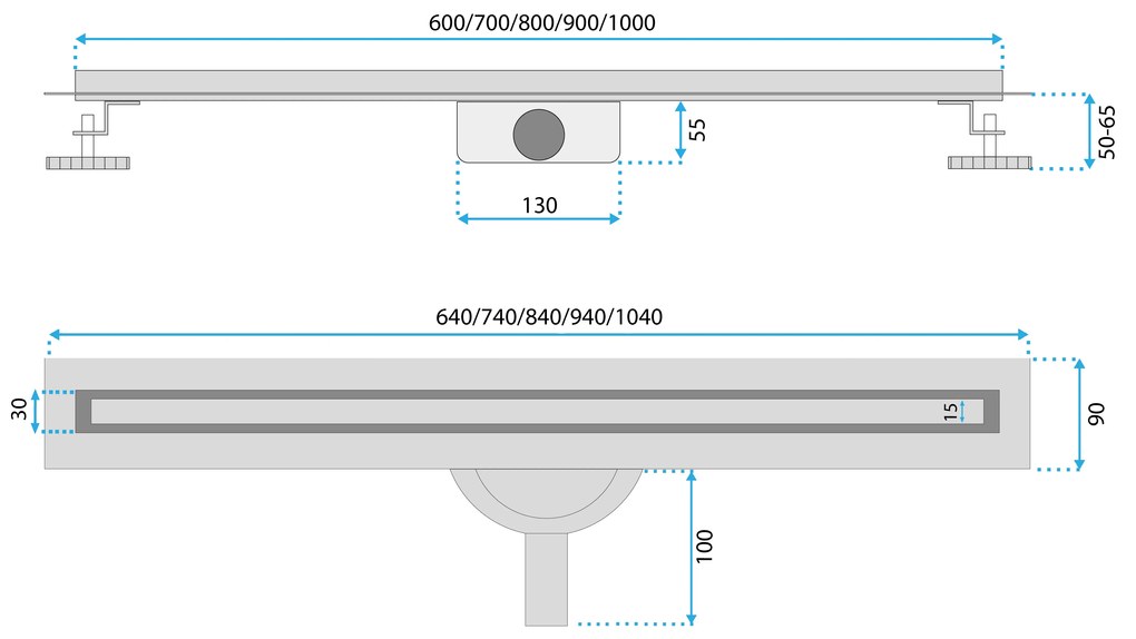 Rea Neox Slim Pro, odtokový žľab 100cm, zlatá matná, REA-G6990