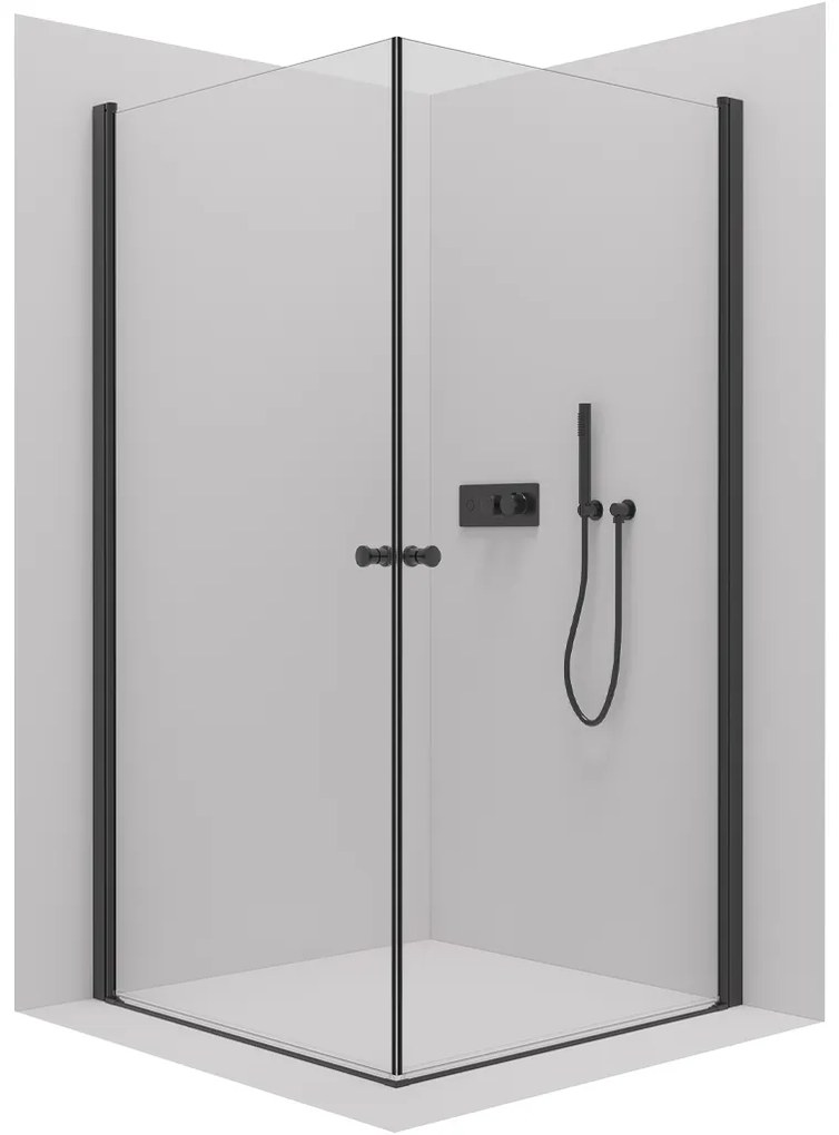 CERANO - Sprchovací kút Antelo Duo L/P - čierna matná, transparentné sklo - 120x90 cm - krídlový, CER-CER-482383