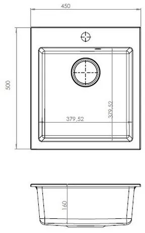 ALVEUS 1133432 - Kuchynský drez CORTINA 50x45 cm granit/čierna