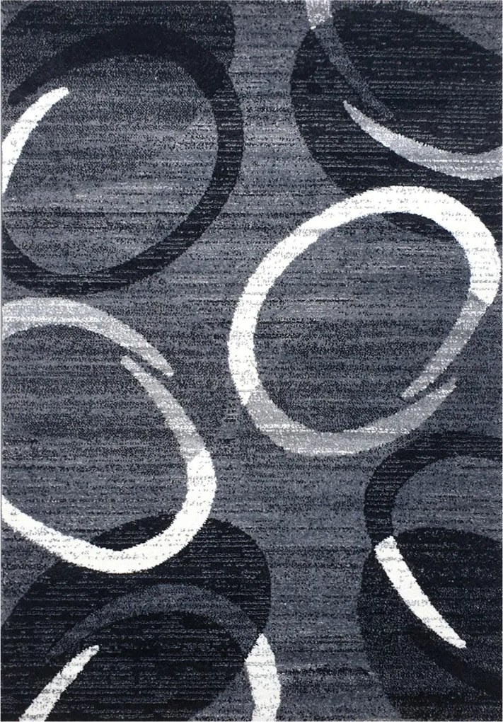 Spoltex, Kusový koberec Florida New 308-72 grey/black, 200x290, šedá, chodba / predsieň