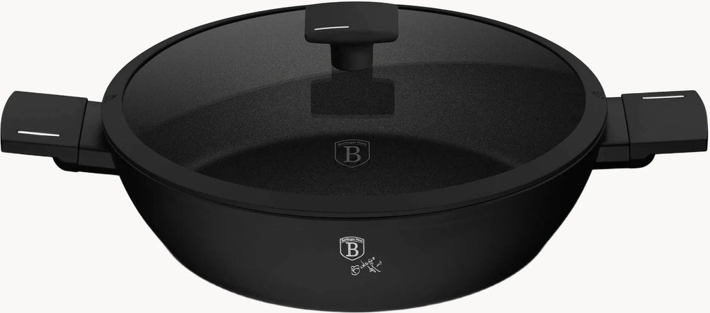Nepriľnavý plytký hrniec's pokrievkou Matte Black