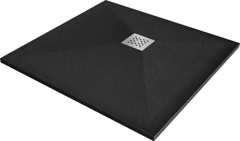 Mexen Stone+ kompozitová štvorcová sprchová vanička 100 x 100 cm, čierna - 44701010
