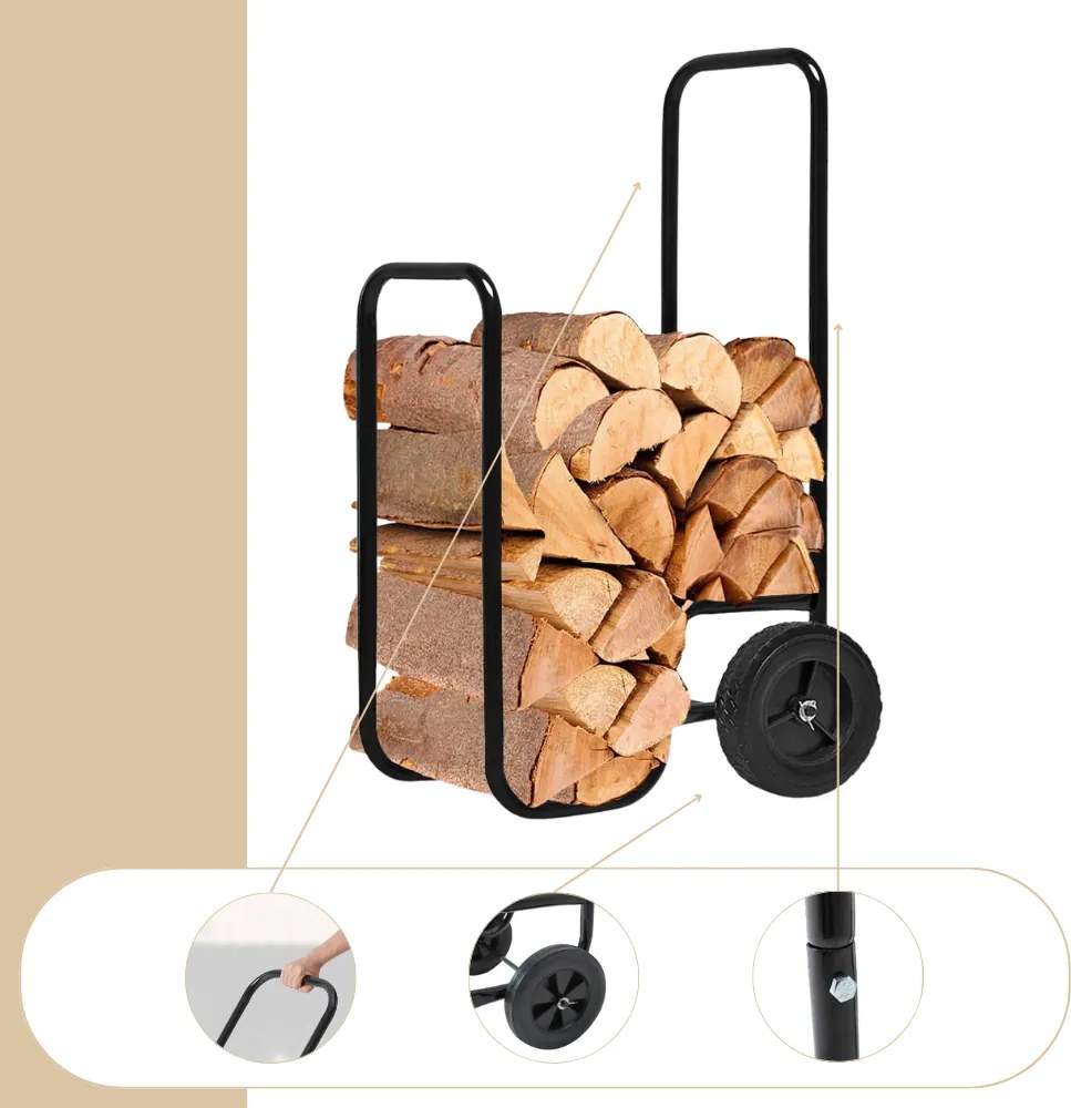 Vozík na palivové drevo AUREL, 56x45x105cm, čierna Gardebruk