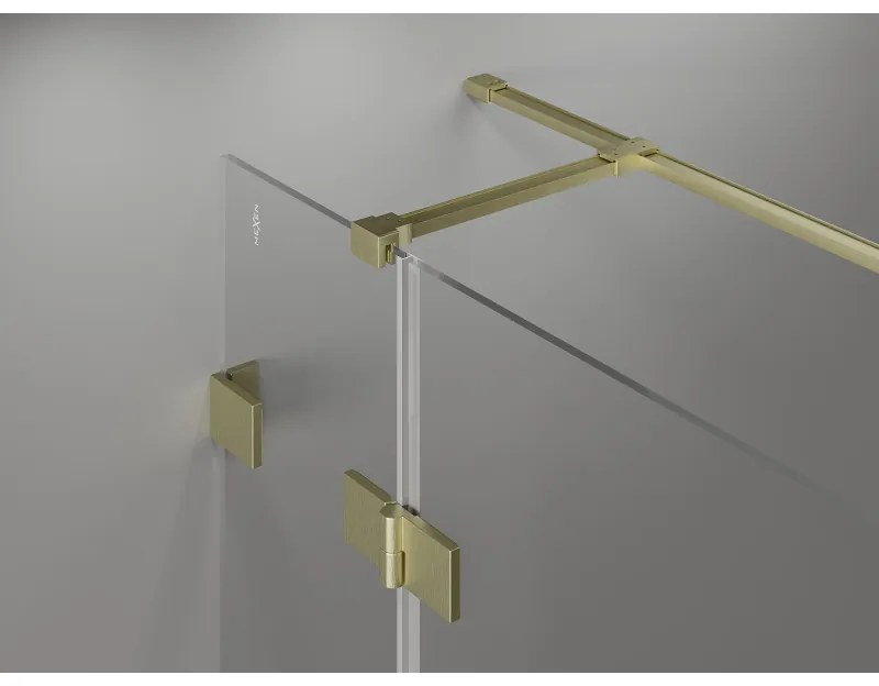 Mexen Lunar T, sklápací sprchový kút ľavý 110 x 80 cm, 8mm číre sklo, zlatý kartáčovaný - 834T-110-080-55-00-L