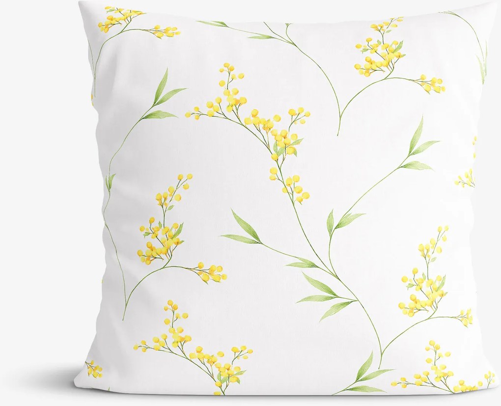 Goldea dekoračná obliečka na vankúš - kvety mimózy 45 x 45 cm