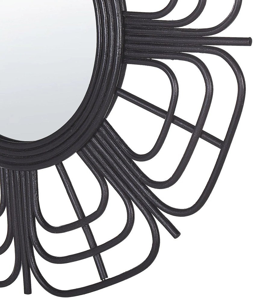 Nástenné ratanové zrkadlo ⌀ 60 cm čierne PASAKU Beliani