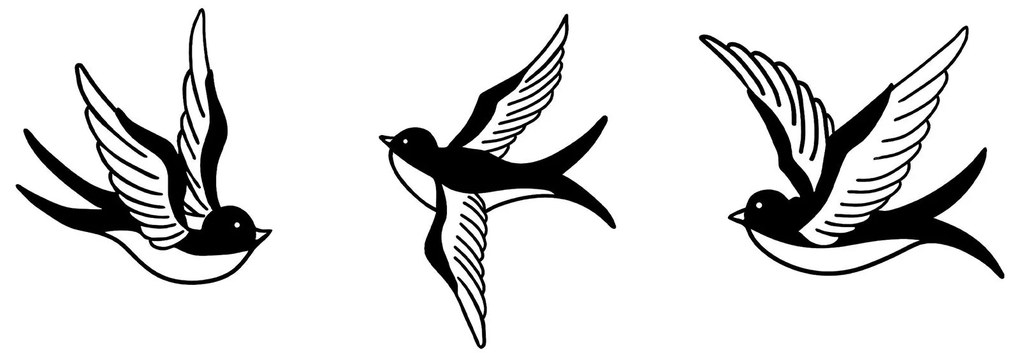 Nástenná kovová dekorácia Horskí vtáci čierna