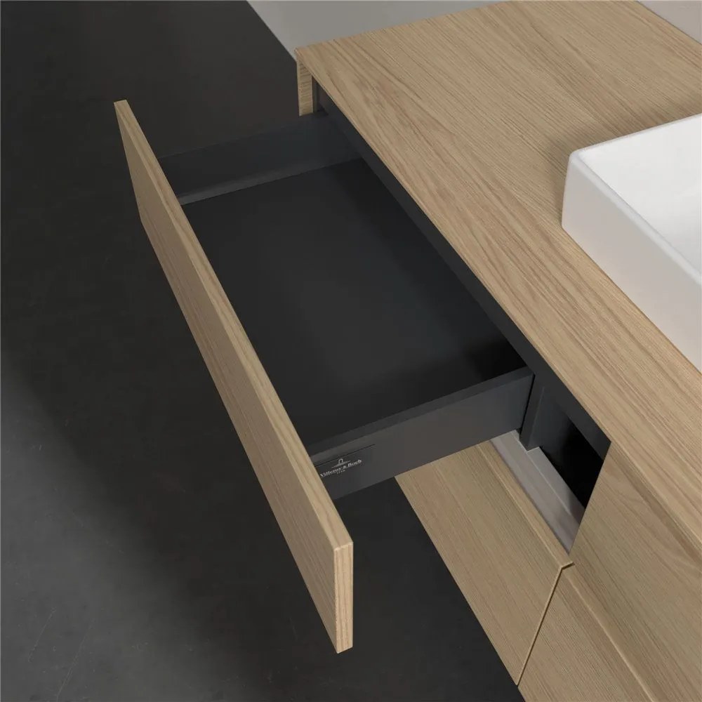 VILLEROY &amp; BOCH Collaro závesná skrinka pod umývadlo na dosku (umývadlo v strede), 4 zásuvky, 1400 x 500 x 548 mm, Nordic Oak, C07300VJ