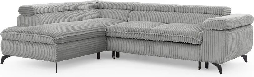 Svetlosivá menčestrová rohová pohovka (ľavý roh/do L) Marbeya – Ropez