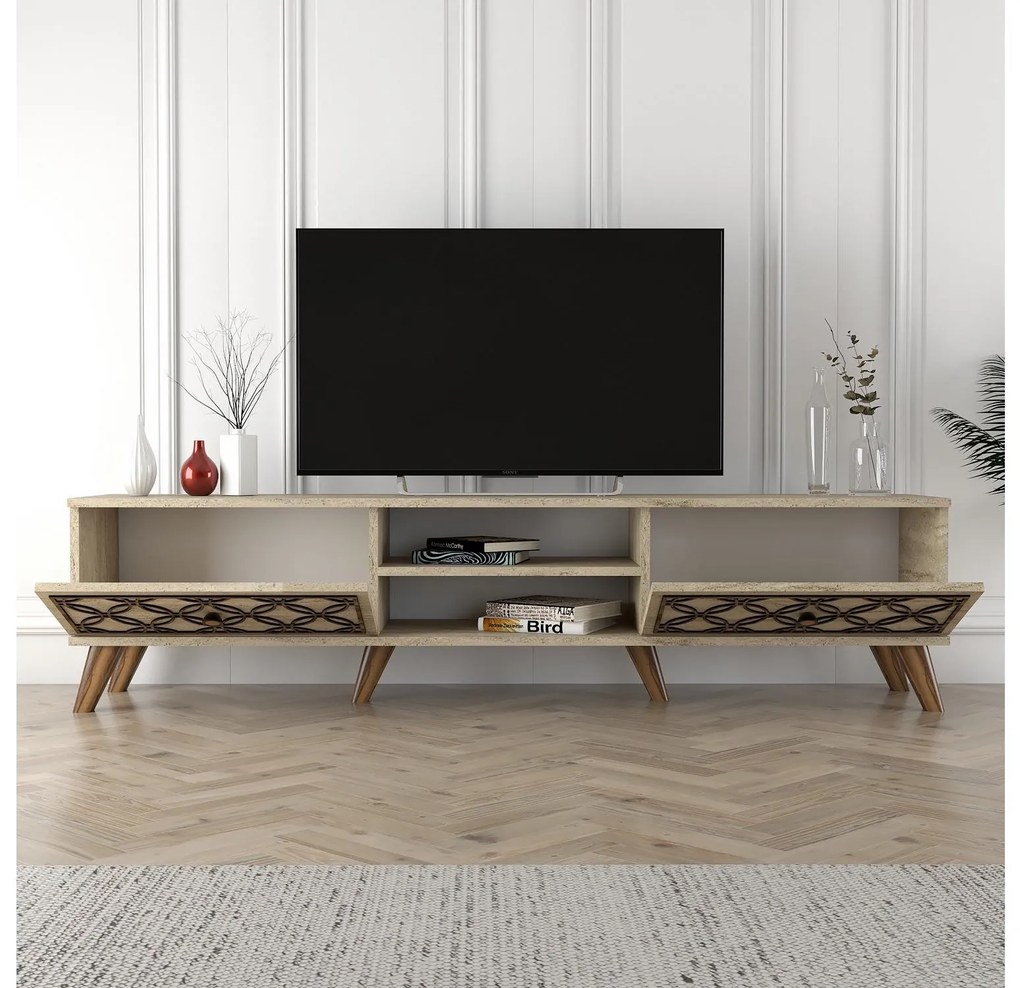 TV stolík/skrinka Clara (travertín). Akcia -18%. Vlastná spoľahlivá doprava až k Vám domov. 1102049
