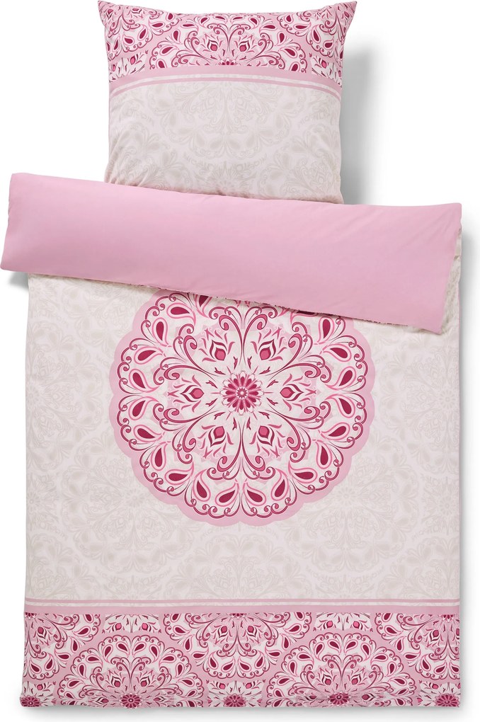 Posteľná bielizeň renforcé, mandala, ružová, štandardná veľkosť