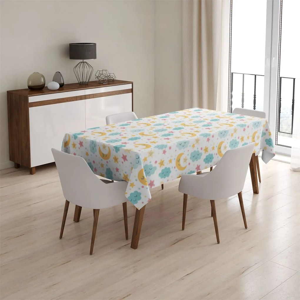 Sablio Obrus Mesiac a modré obláčiky - 130x130 cm