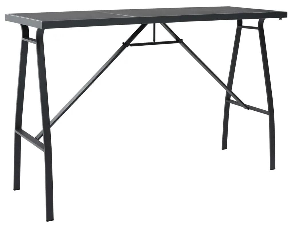 Záhradný barový stôl, čierny 180x60x110 cm, tvrdené sklo
