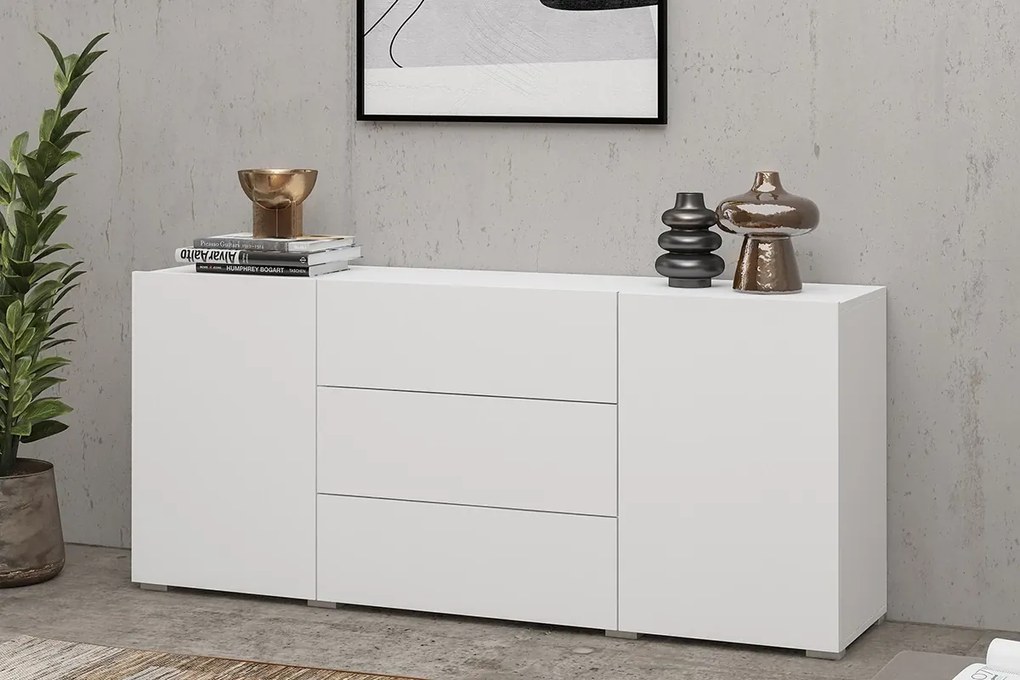 Komoda Avernic Typ 26 (biela + dub wotan). Akcia -18%. Vlastná spoľahlivá doprava až k Vám domov. 1042052