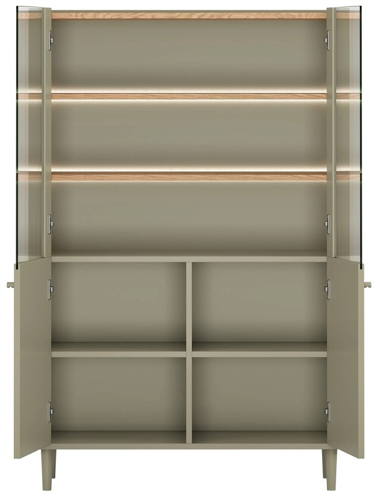 Vitrína Elivo 100 cm dvojdverová na nožičkách - eukalyptus / dub baltic dune