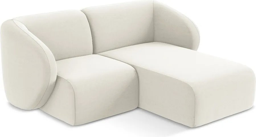 Béžová zamatová rohová pohovka (pravý roh/s leňoškou) Lani – Makamii