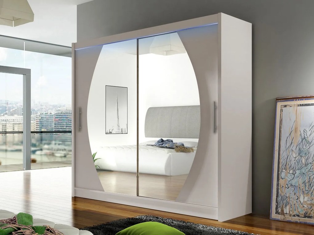 Skriňa London IV, Farby: kašmír, Osvetlenie: osvetlenie LED RGB - farebné