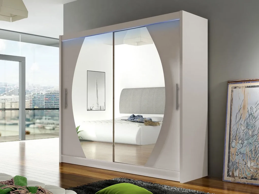 Skriňa London IV, Farby: sonoma, Osvetlenie: osvetlenie LED RGB - farebné