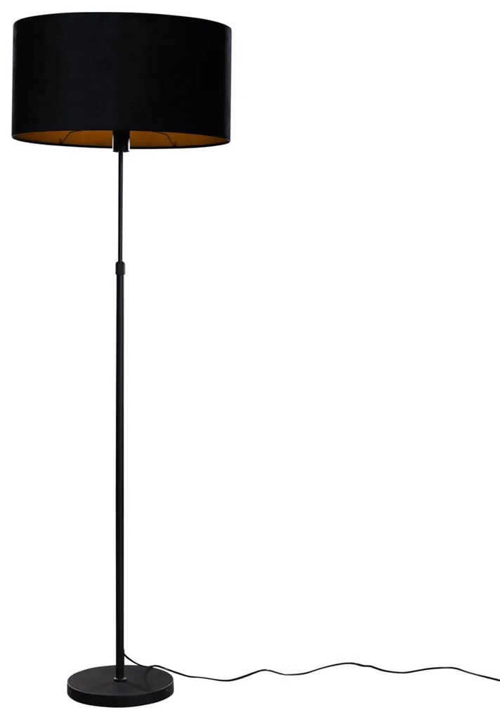 Stojacia lampa čierna s oválnym zamatovým tienidlom 50 cm - Parte