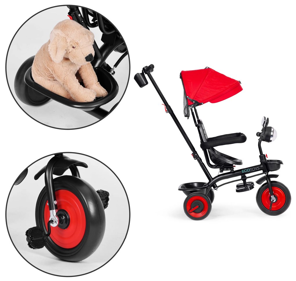 ECOTOYS Detská trojkolka 3v1, Red