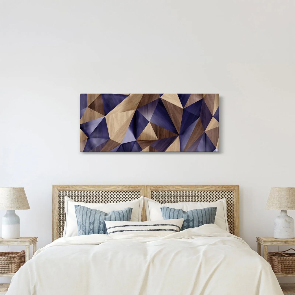 Obraz - 3D drevené trojuholníky (120x50 cm)