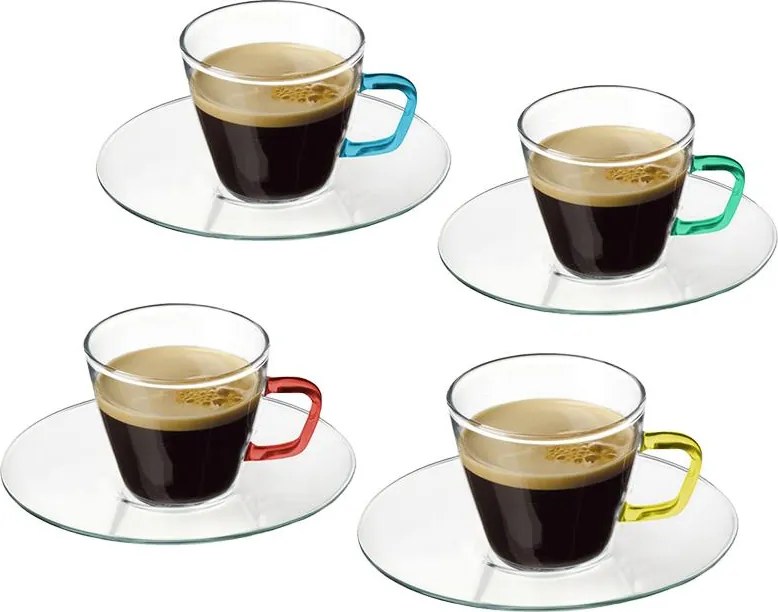 SIMAX PRESSO COLOUR POHÁR S PODŠÁLKOU 80ML SADA 4KS