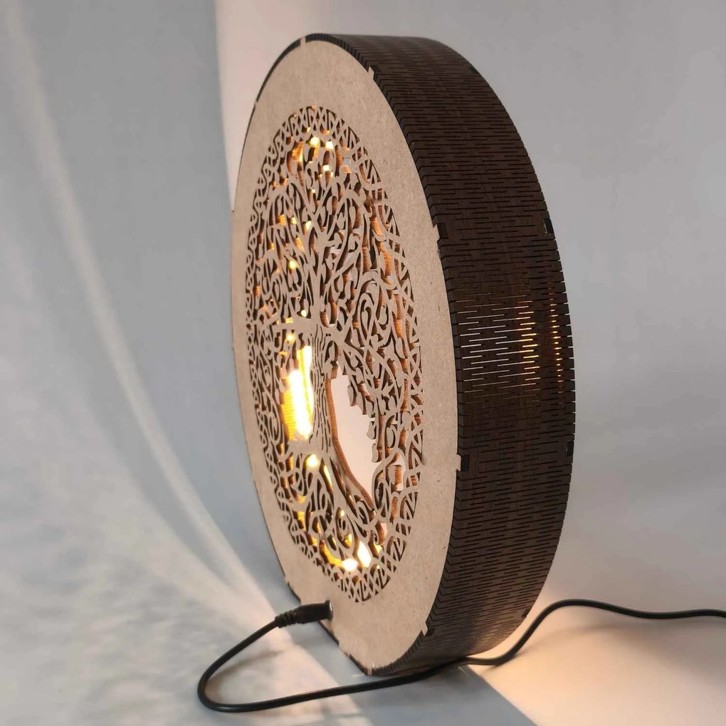 Drevený Strom života s LED osvetlením | KELT: HDF - Orech 20 cm 4782-115135 LED0596